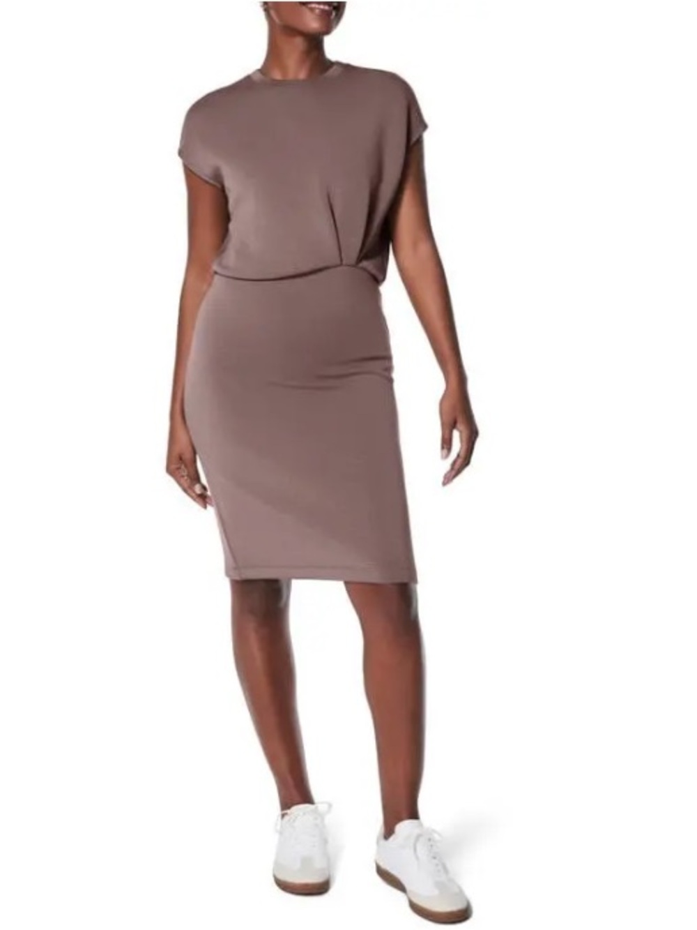 New With Tags Spanx Airessentials Pleated Dress in Smoke, Size Small